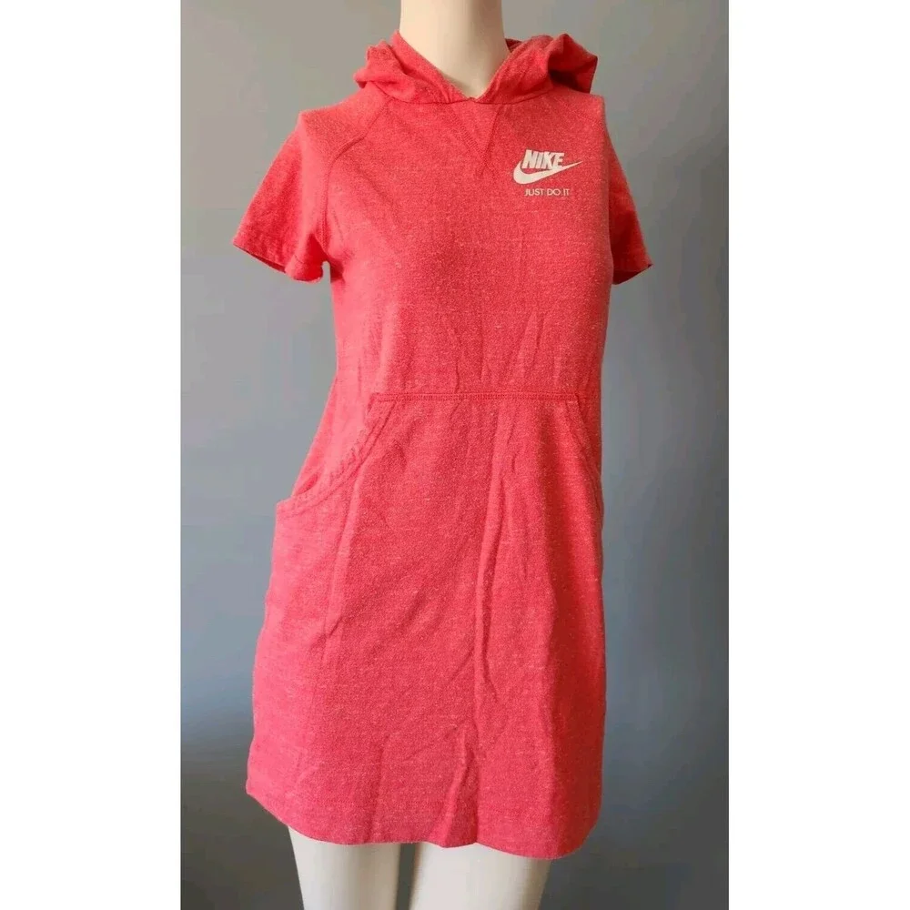 Nike Pink Hoodie Organic Dress Pockets Girl's Swim Beach Cover Up Shirt Sz Large